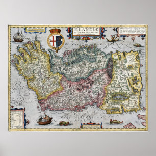 Poster Mapa da Irlanda 1609