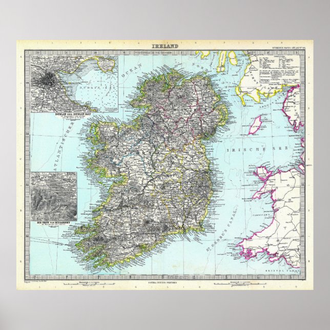Poster Mapa da Irlanda (1891) (Frente)