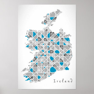 Pôster Mapa da Irlanda Crystal Diamond Style Trabalho de