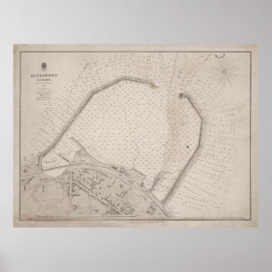 Poster Mapa da Irlanda de Vintage Dun Laoghaire (1857)