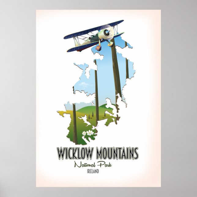 Poster mapa da irlanda do parque nacional das montanhas w (Frente)