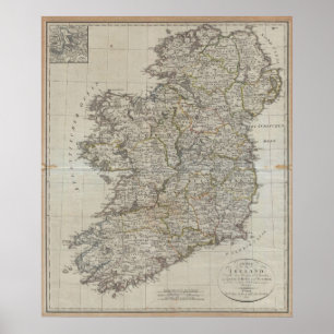 Poster Mapa da Irlanda em 1804