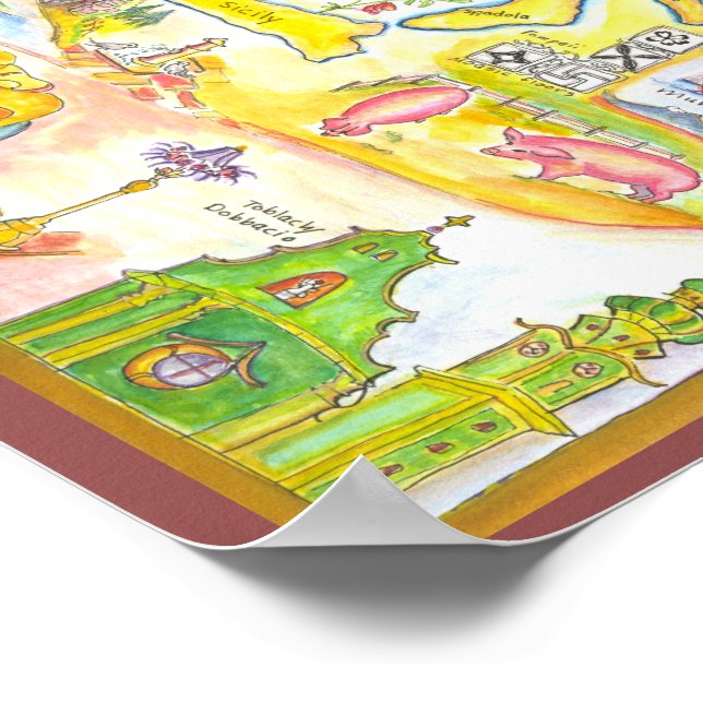 Pôster Mapa da Itália (Borda)