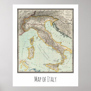 Poster Mapa da Itália Itália