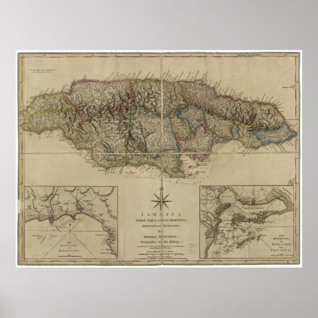 Pôster Mapa da Jamaica (1775) (Frente)