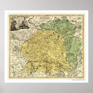 Poster Mapa da Lituânia 1750