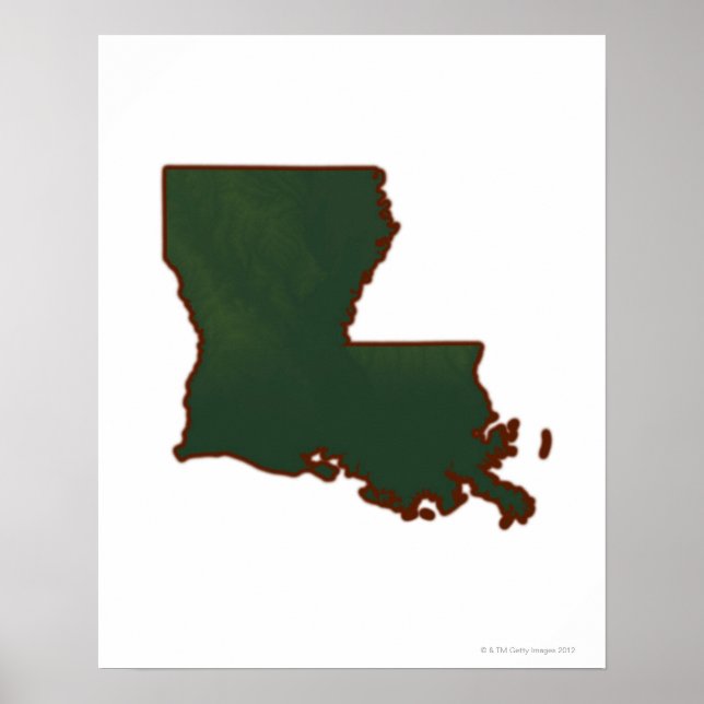 Pôster Mapa da Louisiana (Frente)