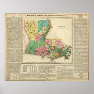 Pôster Mapa Da Louisiana