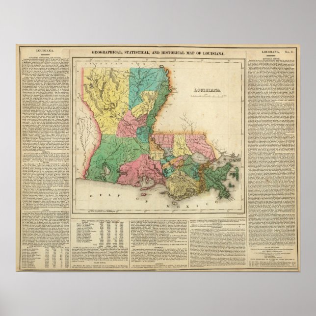Pôster Mapa Da Louisiana (Frente)