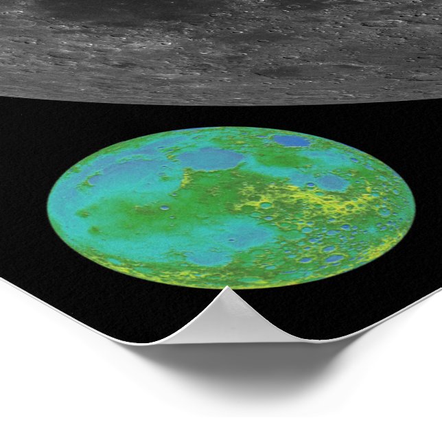 Pôster Mapa da Lua de Alta Resolução (Borda)
