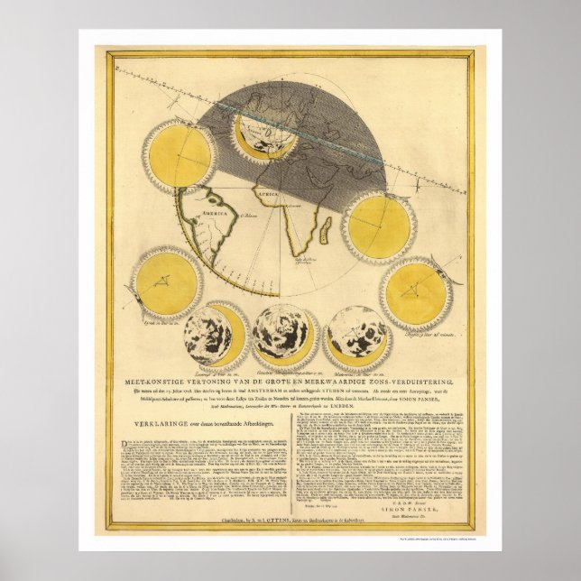 Poster Mapa da Lua e um Eclipse Solar por Panser 1748 (Frente)
