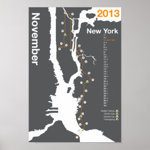 Pôster Mapa da maratona da Nova Iorque