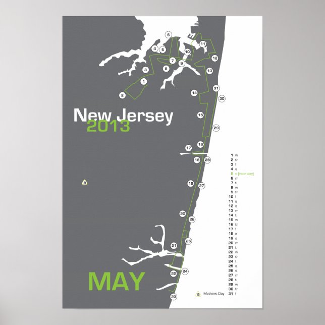 Pôster Mapa da Maratona NJ (Frente)