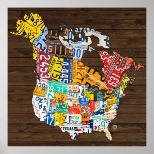 Pôster Mapa da matrícula de America do Norte - de Canad