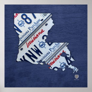 Poster Mapa da matrícula do estado de Louisiana