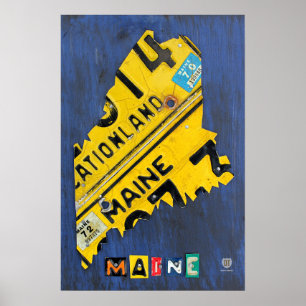 Pôster Mapa da matrícula do estado de Maine