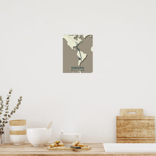 Poster Mapa da migração de Bobolink - Vintagem Minimalist