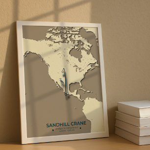 Poster Mapa da migração de Sandhill Crane - Vintage minim