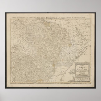 Poster Mapa da Moldávia e Valáquia de 1785