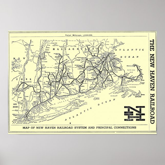 Pôster Mapa da New Haven Railroad 1956 (Frente)