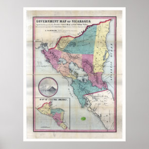 Poster Mapa da Nicarágua (1856)
