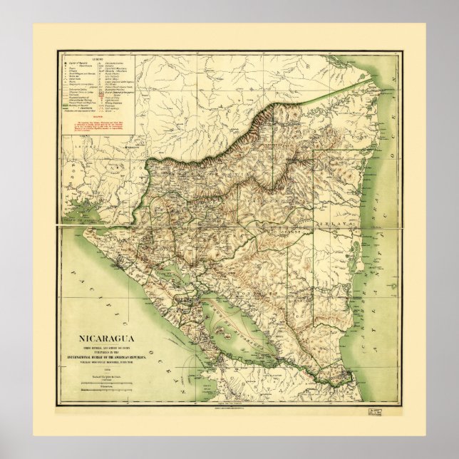 Poster Mapa da Nicarágua (1903) (Frente)