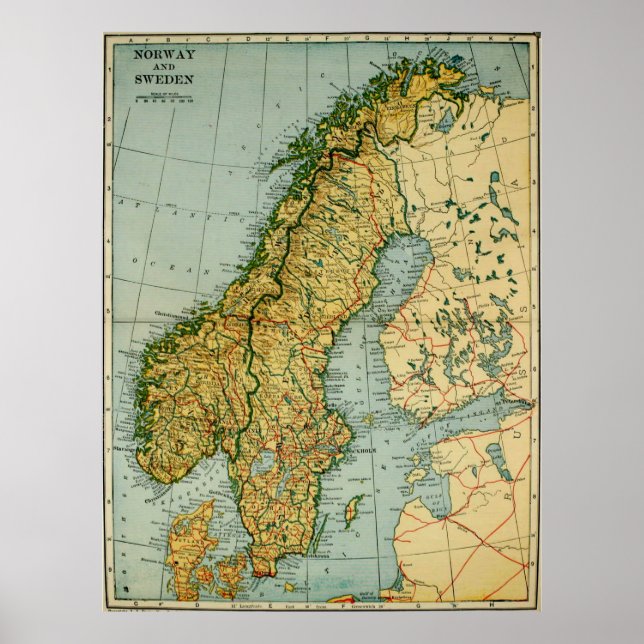 Mapa de Escandinávia da Editors Choice em póster, tela e muito mais