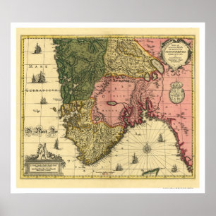 Poster Mapa da Noruega por Jan Jansson 1650