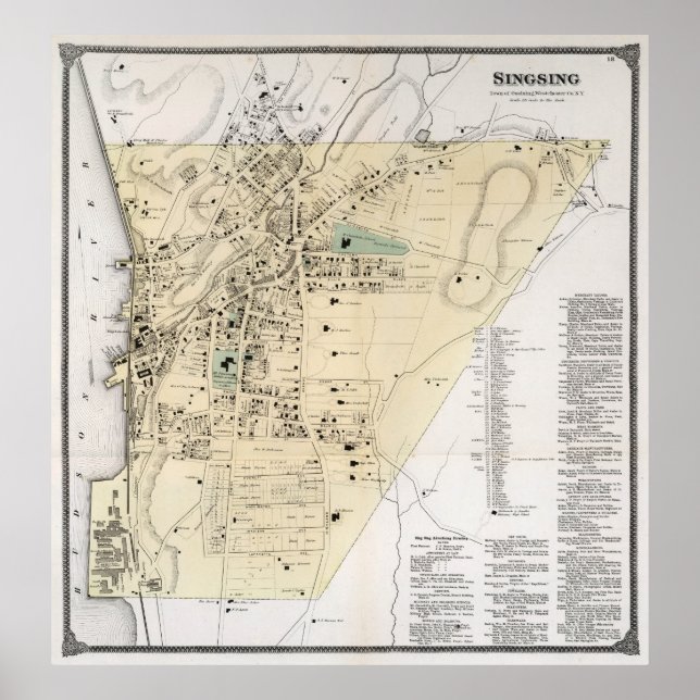 Poster Mapa da Ossining NY (1867) (Frente)