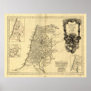 Poster Mapa da Palestina, das tribos e de Jerusalém (178
