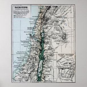 Poster Mapa da Palestina de 1889, Médio Oriente