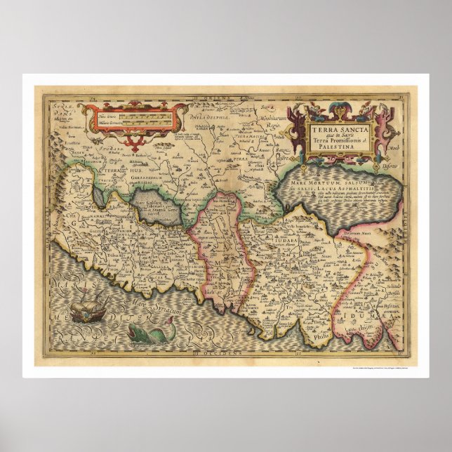 Poster Mapa da Palestina e zonas circundantes 1710 (Frente)