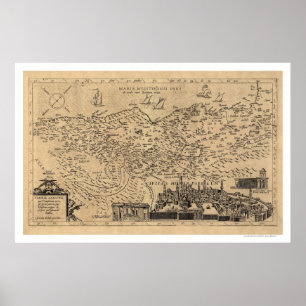 Pôster Mapa da Palestina por Tilemann Stella 1600