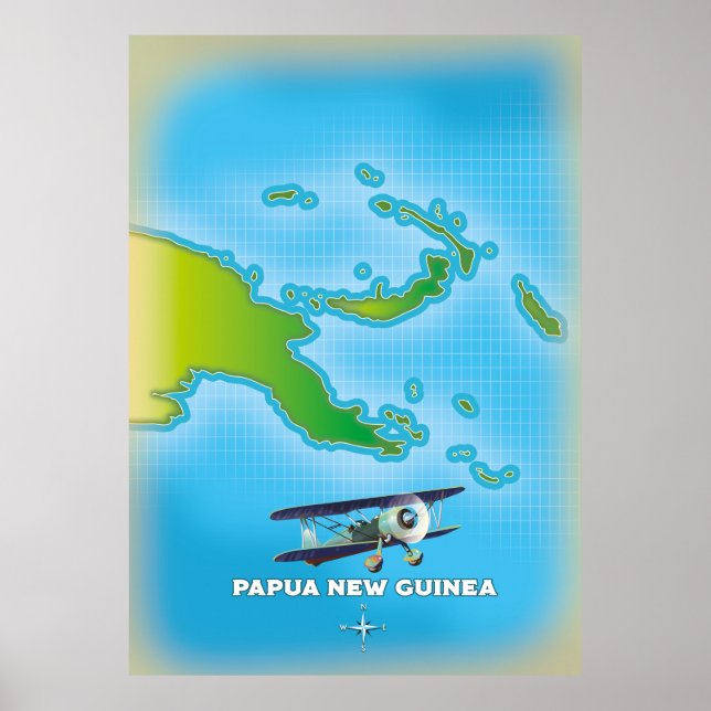 Poster mapa da papua nova guiné. (Frente)