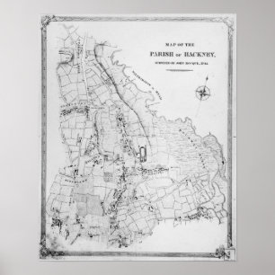 Pôster Mapa da paróquia de Hackney