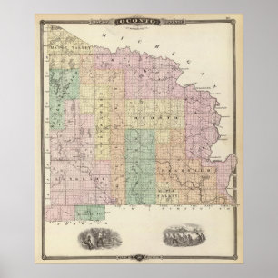 Pôster Mapa da parte nortenha de Oconto County