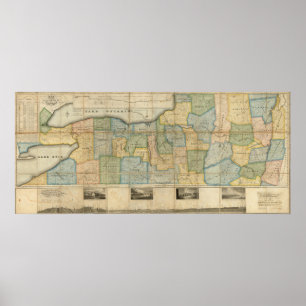 Pôster Mapa da parte ocidental do estado de New York