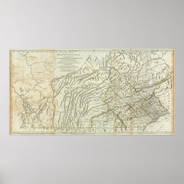 Pôster Mapa Da Pensilvânia (Frente)