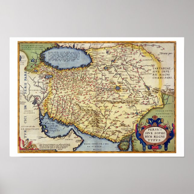 Pôster Mapa da Pérsia, do Teatrum Orbis Terrarum, (Frente)