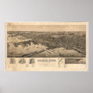 Pôster Mapa da perspectiva de Duluth Minnesota (1893)