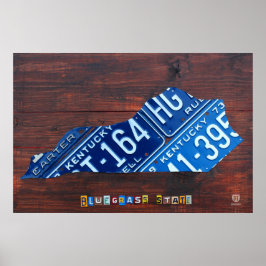 Poster Mapa da Placa de Licença do Estado do Kentucky