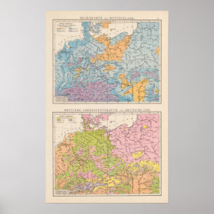 Pôster Mapa da precipitação de Alemanha