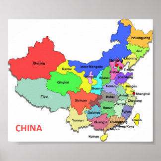 Poster Mapa da Província da China