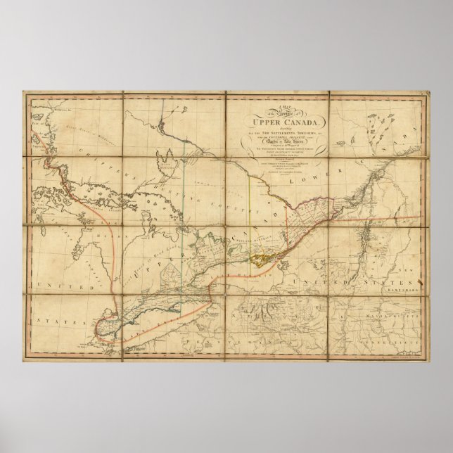 Poster Mapa da Província do Alto Canadá (Frente)
