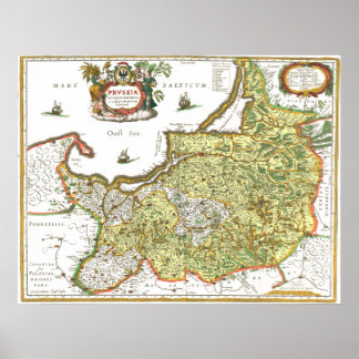 Pôster Mapa da Prússia Oriental