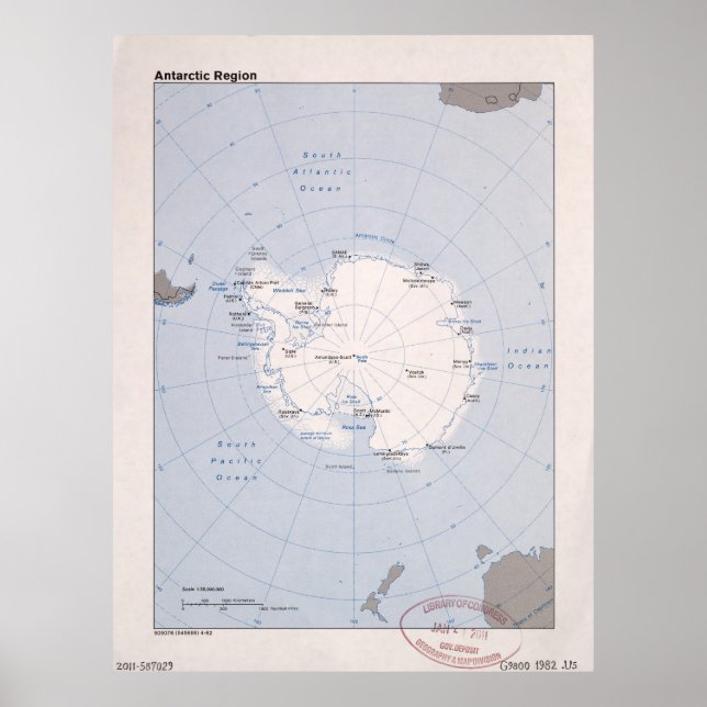 Pôster Mapa da região antártica (1982) (Frente)