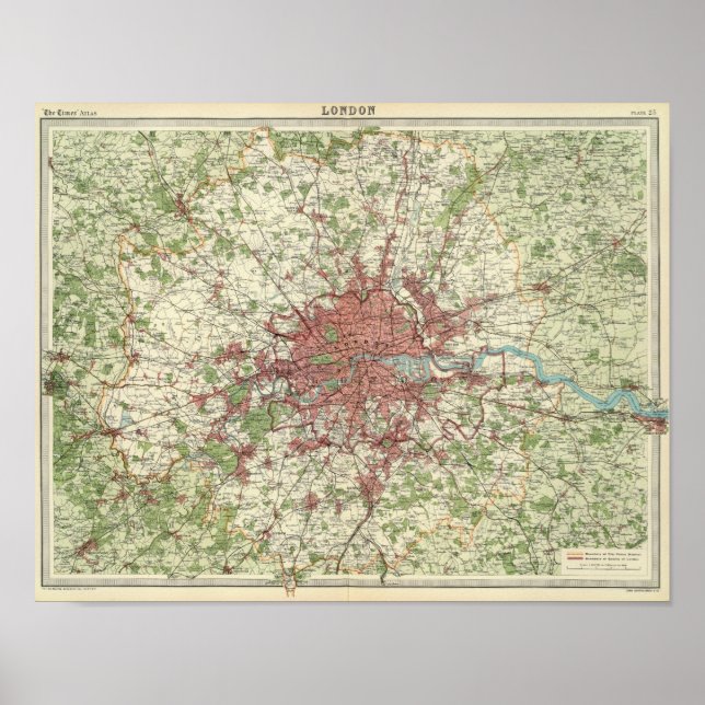 Pôster Mapa da Região de Londres (Frente)