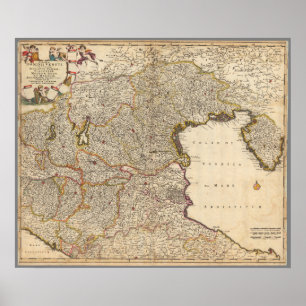 Poster Mapa da Região de Veneza, Itália