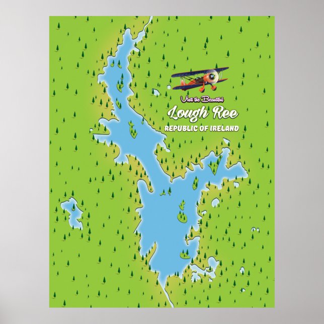 Poster Mapa da República da Irlanda, lough lough, l (Frente)