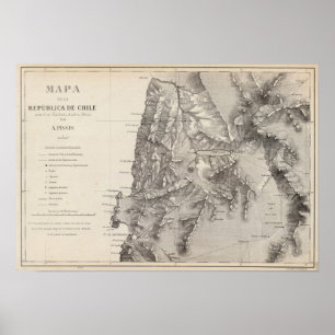 Pôster Mapa da república do Chile 1